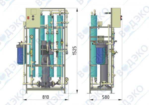 Установка обратного осмоса АКВАФЛОУ RO 40-1,0